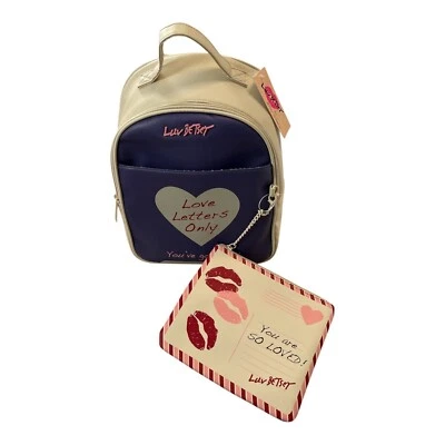 Betsey Johnson Luv Betsey Backpack and Pouch Set – "Love Letters Only" – Beige, - Image 1 of 4