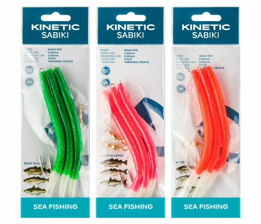 Kinetic Sabiki Makk-Vorfach Fluo Tip Größe 6/0 oder 10/0 Pilkvorfach Makk Dorsch - Bild 1 von 1