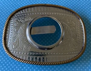 A Belt Buckle Missing Centerpiece Monogram German Silver Vtg 80s - Picture 1 of 2