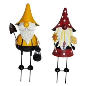 Metal Gnome Yard Art -18 Inch Metal Gnome Statue Garden Decor Red&yellow&black - Picture 1 of 7