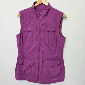Eddie Bauer Womens Travex Purple Full Zip Vest Sz M Nylon Outdoor Fishing Hiking - Picture 1 of 11