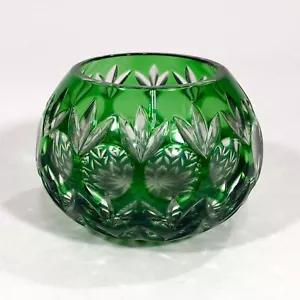 Nachtmann Bleikristall Emerald Green Cut to Clear Crystal Votive Germany - Picture 1 of 5
