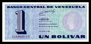 Venezuela UNC Note 1 Bolívar Bs Octubre 1989 P-68 "Tinoquito" - Imagen 1 de 2