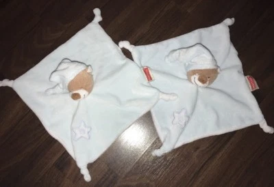 1 Stück- Nattou Schnuffel Schmusetuch Kuscheltuch Teddybär Braun Blau Weiß Stern