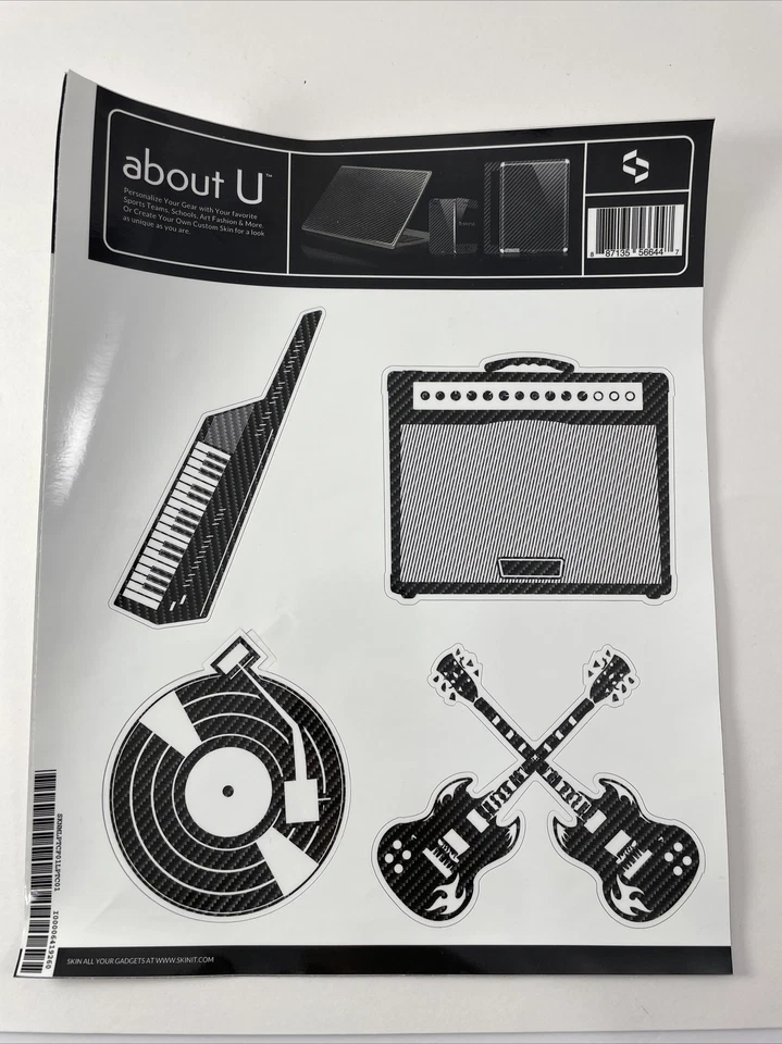 SKINIT LAPTOP DECAL KIT 8 STRONG VINYL Carbon Fiber Look Rock Music Guitars - Image 1 of 3