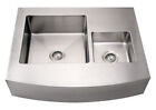 Whitehaus WHNCMDAP3629 Stainless Steel 36&quot; Double Bowl Arch Kitchen Sink