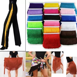10 Yards 20CM Tassel Fringe Lace Trims Polyester Latin Curtain Costume DIY - Picture 1 of 45