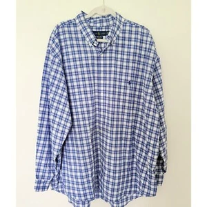 Camicia uomo Ralph Lauren blu a quadri manica lunga cotone abito bottoni tg 2XB - Foto 1 di 7