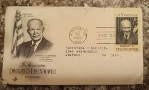 Dwight D. Eisenhower Memorial Envelope 1969 W/ Eisenhower Stamp Vintage  - Picture 1 of 5