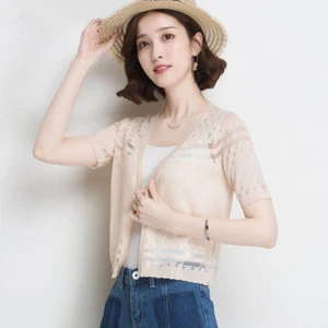 Lady Floral Lace Bolero Crop Cardigan Shrug Shawl Hollow Open Front Summer Basic - Picture 1 of 16
