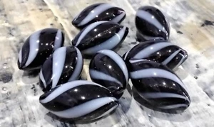 Transparent Handmade Blown Glass Globe Beads, Rice, 25-27x12-13mm, Black, 5 pce - Picture 1 of 3