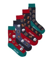 Jack & Jones - Mens JACSWEET Christmas/ Xmas Socks Giftbox (5-pack) - Picture 1 of 7