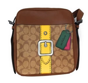 Bolso Bandolera COACH Hudson Para Hombre 21 Firma Lona Trompe L'oeil Estampado Caqui - Imagen 1 de 5