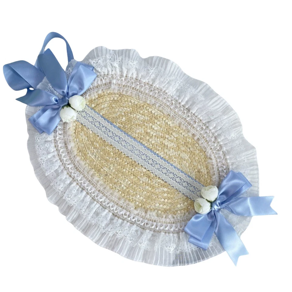 Victorian Women Poke Bonnet Hat with Florals Classic Lolita Straw Hat Tea Party - Image 1 of 4