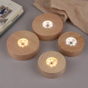 Battery Operated 8/10cm Round Wooden LED Light Dispaly Base Stand Holder - Picture 1 of 16