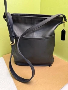 Bolso Cubo Coach Vintage 4075 Cuero Azul Marino Hecho en EE. UU. - Imagen 1 de 18