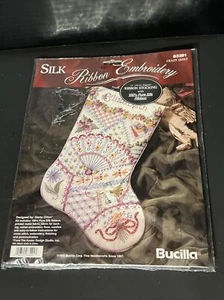 Bucilla Silk Ribbon Stocking Embroidery 14" Kit by Santa Orton - Picture 1 of 8