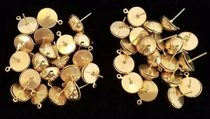 Last set! 38 EAR DROPS Silver color Round Stud LOT Earring Jewelry Making DIY - Picture 1 of 5