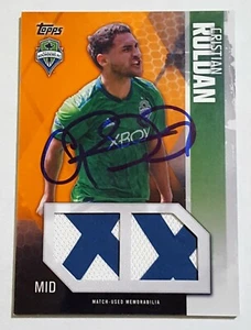 Parche con logotipo de camiseta doble Topps MLS firmado por Christian Roldán 2019 reliquia naranja/25 - Imagen 1 de 2