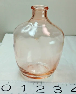 Glass Vase Peach Pink Clear Bottle Vintage - Image 1 of 4