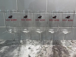 Red Rebel ~ Vintage MCM großer Zylinder Stielglas, 5er Set, 6" hoch, PO-LN - Bild 1 von 7