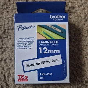 New Genuine Brother TZe-231 PTouch Label Tape 9mm Black on White Laminated Tape - Picture 1 of 4
