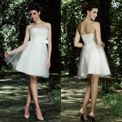 Einzelstück Brautmode I Kurzes Brautkleid Hochzeitskleid Schleier Gr.34-52 - Bild 1 von 4