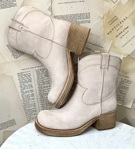 Free People Jeffrey Campbell Sleepy Cowboy Ankle Boot Ivory Nubuck 9 NEW - Picture 1 of 10