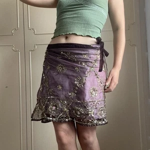 Vintage Y2k Monsoon Beaded Sequin Sari Style Wrap Skirt Festival Boho Fairycore - Picture 1 of 7