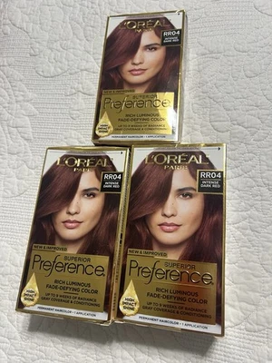 3 Cajas L’Oreal Superior Preference RR04 Color de Cabello Permanente Rojo Oscuro Intenso Foto 1 de 4
