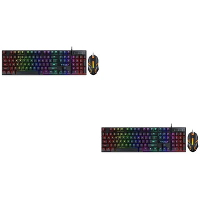 2 Sets Keyboard Usb and Mouse Wired Computer Accessories Ergonomic - Image 1 of 4
