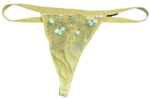BODY Y2K Victoria's Secret Rare Sequin Beaded M Vintage V-String Thong Panties - Picture 1 of 7