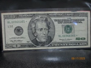 1999 $20 STAR NOTE NK BL 00368365 * CIRCULATED - Picture 1 of 2