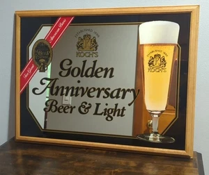 Letrero vintage de cerveza y espejo ligero aniversario dorado de Koch's 25 5/8" X 19,5" promoción - Imagen 1 de 9