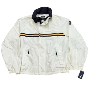 Vintage 90s Nautica Herren XL Segel Windbreaker Regenmantel NS-83 Kapuze weiß - Bild 1 von 15