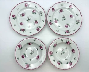 Richard Ginori Amalfi Pink Antique Rose Plate 24.5cm / Soup Bowl 19.5cm Pair Set - Picture 1 of 11