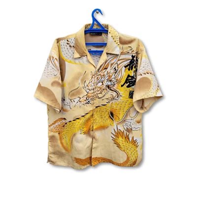 Винтажная гавайская рубашка на пуговицах Dragon Y2K AOP мужская ретро с принтом летний топ - Изображение 1 из 4