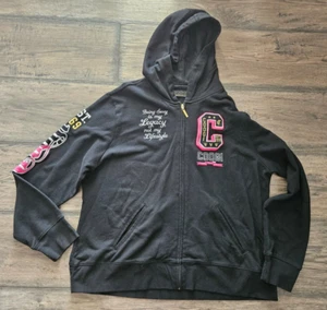 RARE VTG Y2K COOGI Hoodie Zip Jacket Hooded Womens 3X Black - Picture 1 of 4