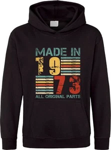 Made In 1973 All Original Parts Hoodie 50th Birthday Born In 1973 50 Years Top - Picture 1 of 3