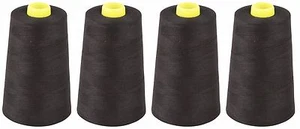 BLACK SEWING THREAD 120s SPUN POLYESTER, OVERLOCKING, 5000 YARDS, X4 CONES - Picture 1 of 1