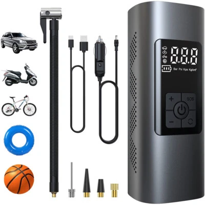 Electric Air Compressor Cordless Car Bike Ball Pump Tire Inflator Rechargeable - Image 1 of 4