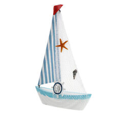 Vintage Mini Sailboat Nautical Decor Wooden Beach Pirate Blue Ocean Theme
