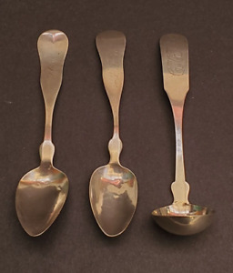 Lot Of 3 Antique Unstamped Coin Silver Spoons With Monograms 44.4 Grams
