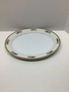Vintage Meito china 16” serving meat turkey platter yellow band floral - Picture 1 of 4