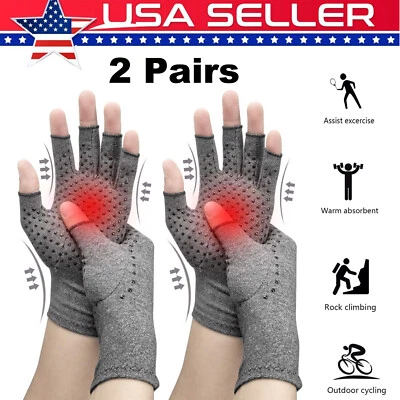 2 pares de guantes de compresión para artritis médicos alivio del dolor para la artritis soporte para manos  Foto 1 de 4