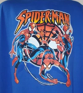 Vintage Marvel Spiderman Tshirt 2002 Blue Embossed Size XL Three Poses Mask  - Picture 1 of 11