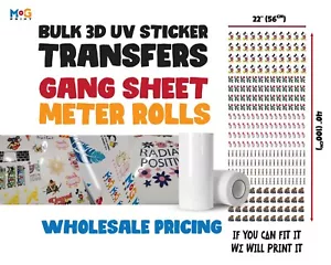 Bulk 3D UV Stickers Custom Metre Gang Sheet Personalised DTF Printing Wholesale - Picture 1 of 12