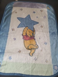 Vintage Disney Crown Crafts Winnie the Pooh STARS Moon Fleece Baby Blanket - Picture 1 of 7