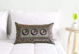 20"x12"Handmade Brocade Silk Pillow Cover Dark Blue Peacock Cushion Cover Throw - Picture 1 of 6