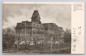 Leavenworth County Court House, Leavenworth KS Kansas 1907 Postkarte - Bild 1 von 2